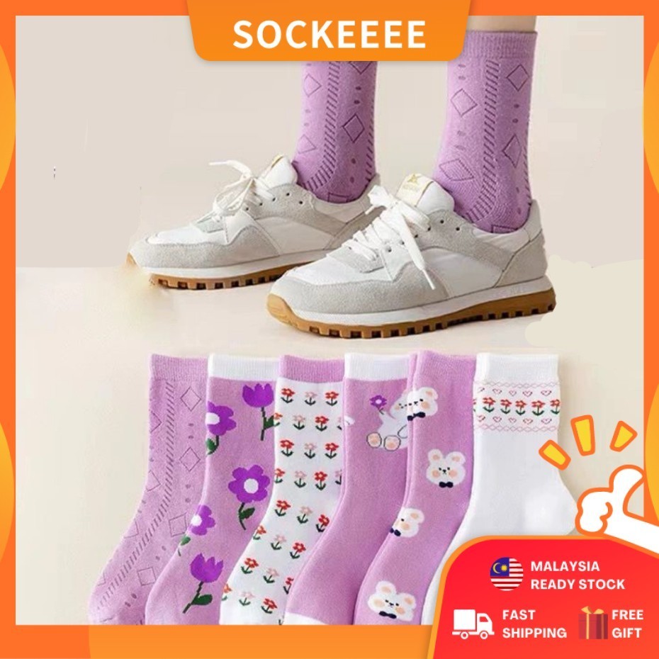 [Ready Stock] Sockeeee 1 Pair of Purple Series Rabbit Sock Confinement