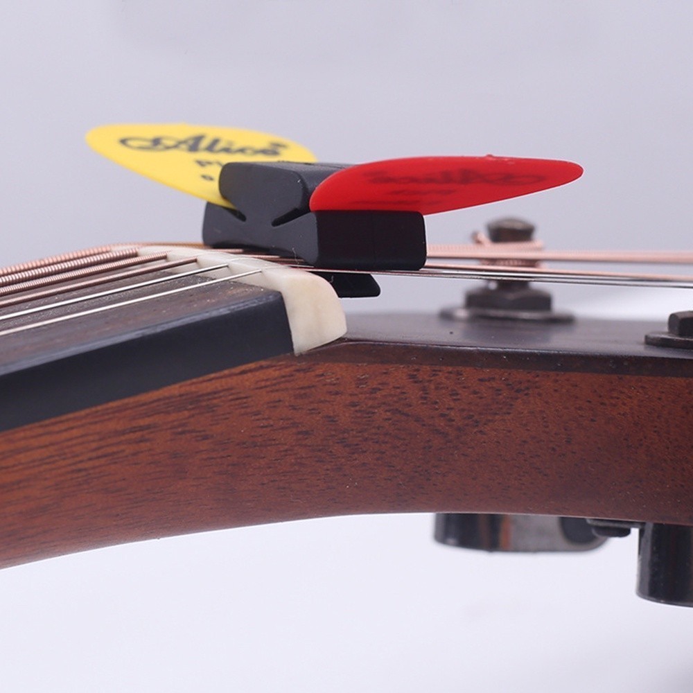 1 PC Black Rubber Guitar Pick Holder Fix on Headstock for Guitar Bass ...
