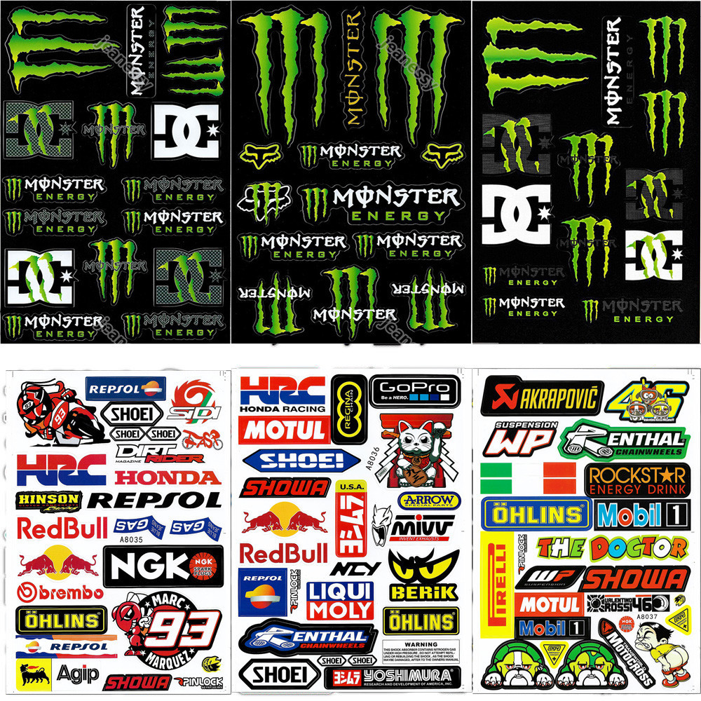 A4 Size 2Sheet/Pack Motorcycle Stickers Bicycle Helmet Decals Rockstar ...
