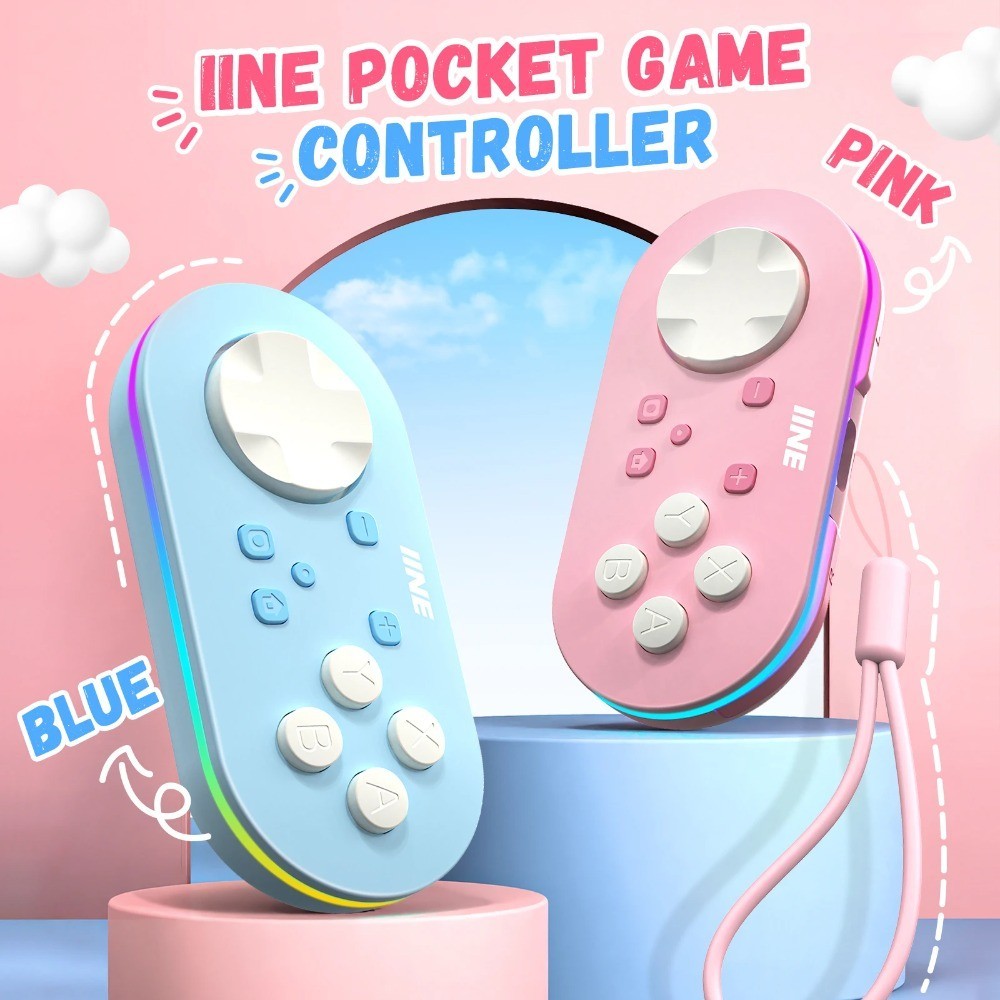 IINE Pocket Game Controller Auto-Fire Function RGB Lighting Mini ...