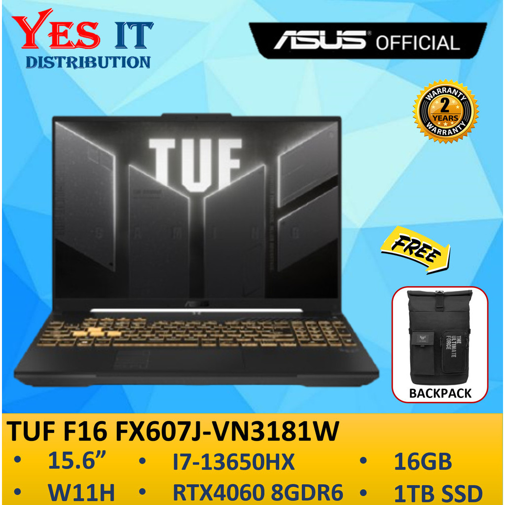 ASUS TUF F16 FX607J-UN3129W / FX607J-VN3181W Gaming Laptop (I7-13650HX ...