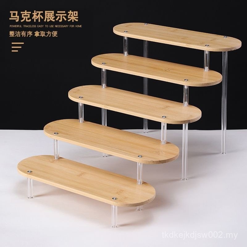 Bamboo Wood Acrylic Mystery Box Display Rack Ladder Figure Two ...