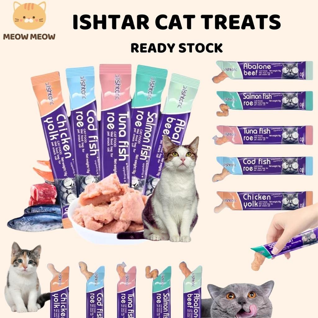 【Ready Stock】 Ishtar Cat treat 16g Cat Creamy stick Cat snack Real meat ...