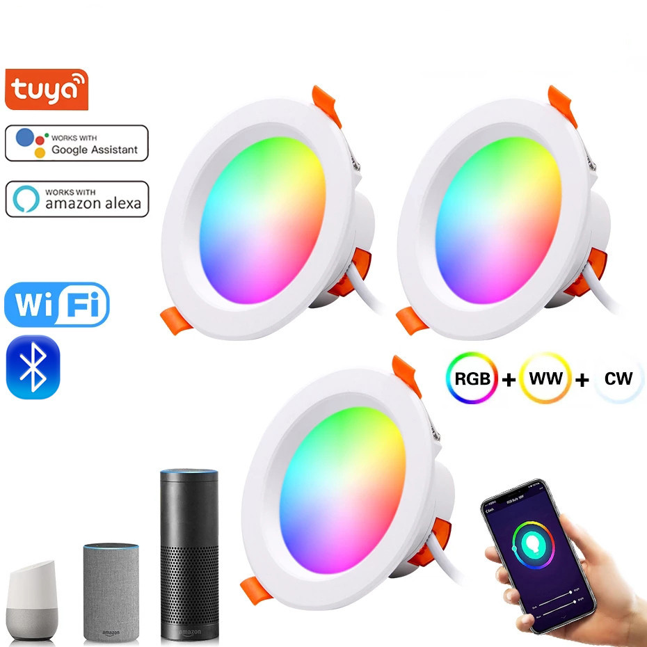 Tuya Smart Downlight WiFi LED Ceiling Recessed Downlight Dimmmable Spot ...