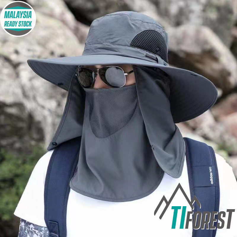 Fishing Hat Neck Flap Waterproof Full Face Cover Topi Penutup Anti ...