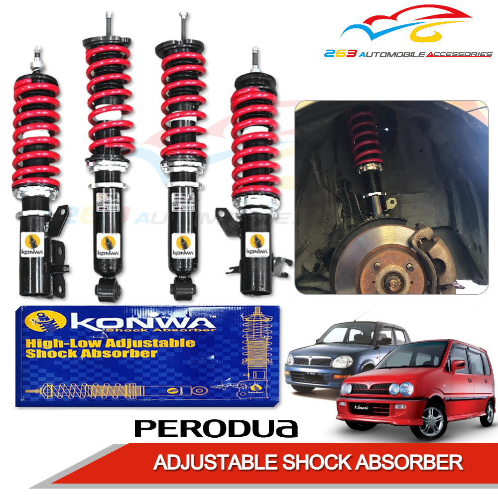 PERODUA KENARI / KELISASD KONIWA HIGH LOW ADJUSTABLE SHOCK ABSORBER BODY SHIFT '4 PC/SET