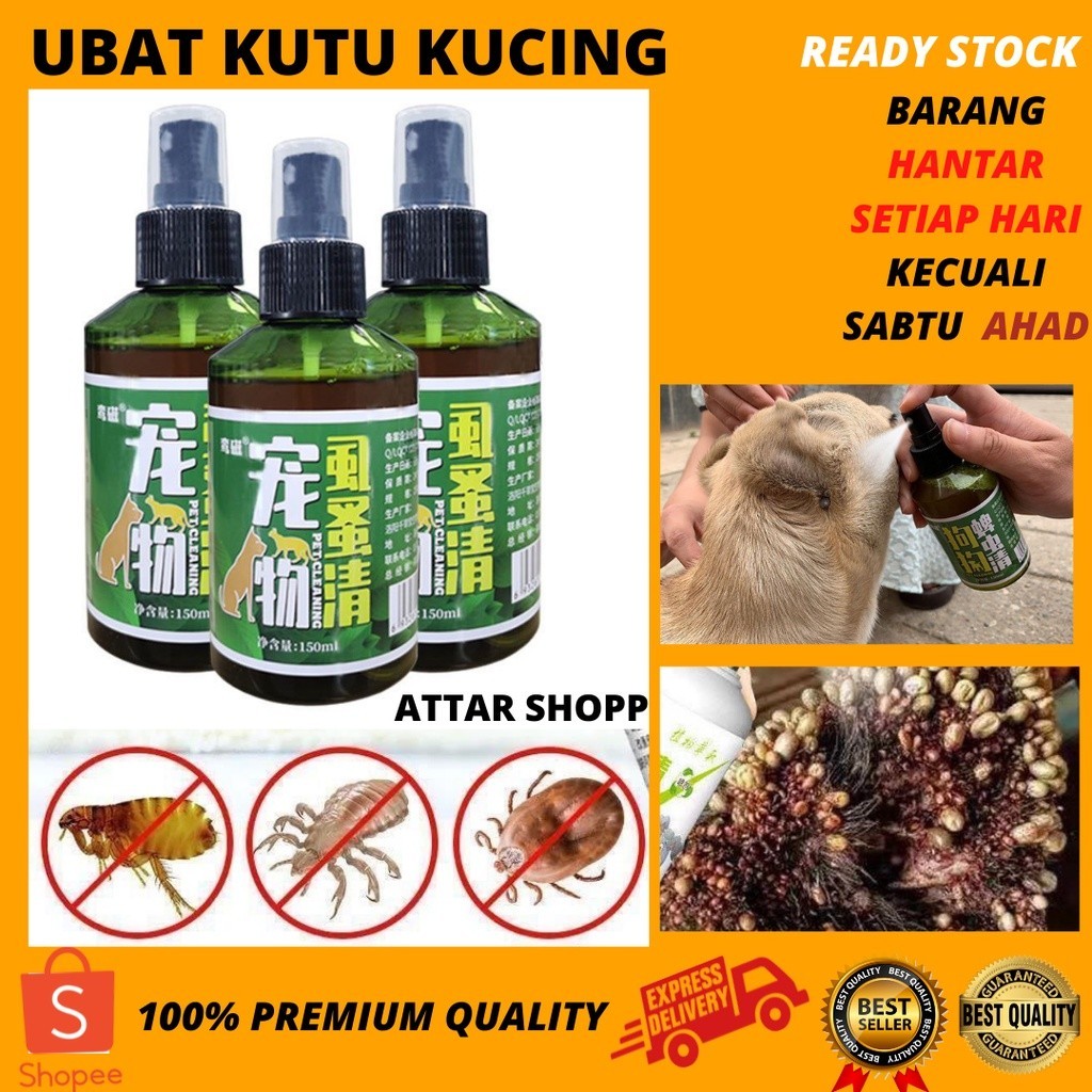 spray Kutu Kucing & Anjing Untuk kutu Degil Premium Gred 150 ml
