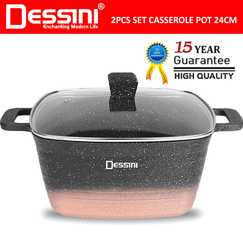 DESSINI ITALY WPB-24 Granite Die Cast Aluminium Non Stick Casserole Pot ...