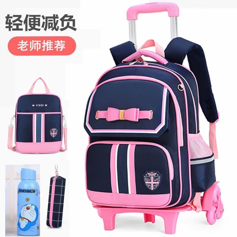 Children's three wheeled trolley backpack for primary school students ...