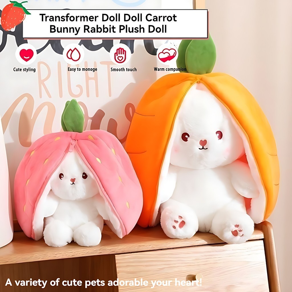 Cute Bunny Doll Long Ear Fruit Animal Stuffed Doll 48CM Strawberry ...