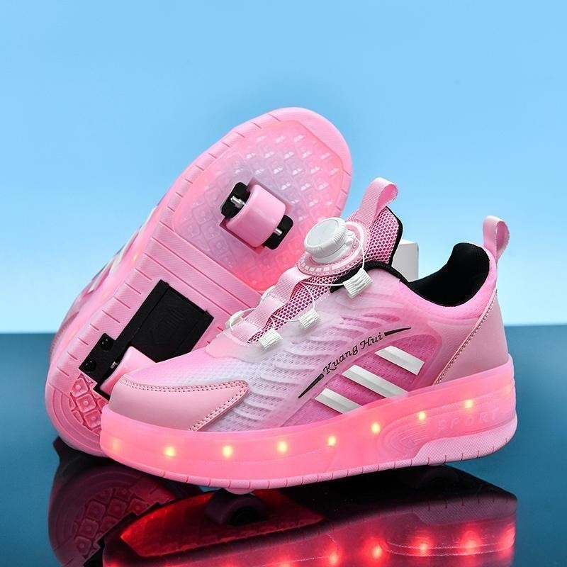 Twowheeled LED Rechargeable Luminous Shoes Adult Child Roller Skates