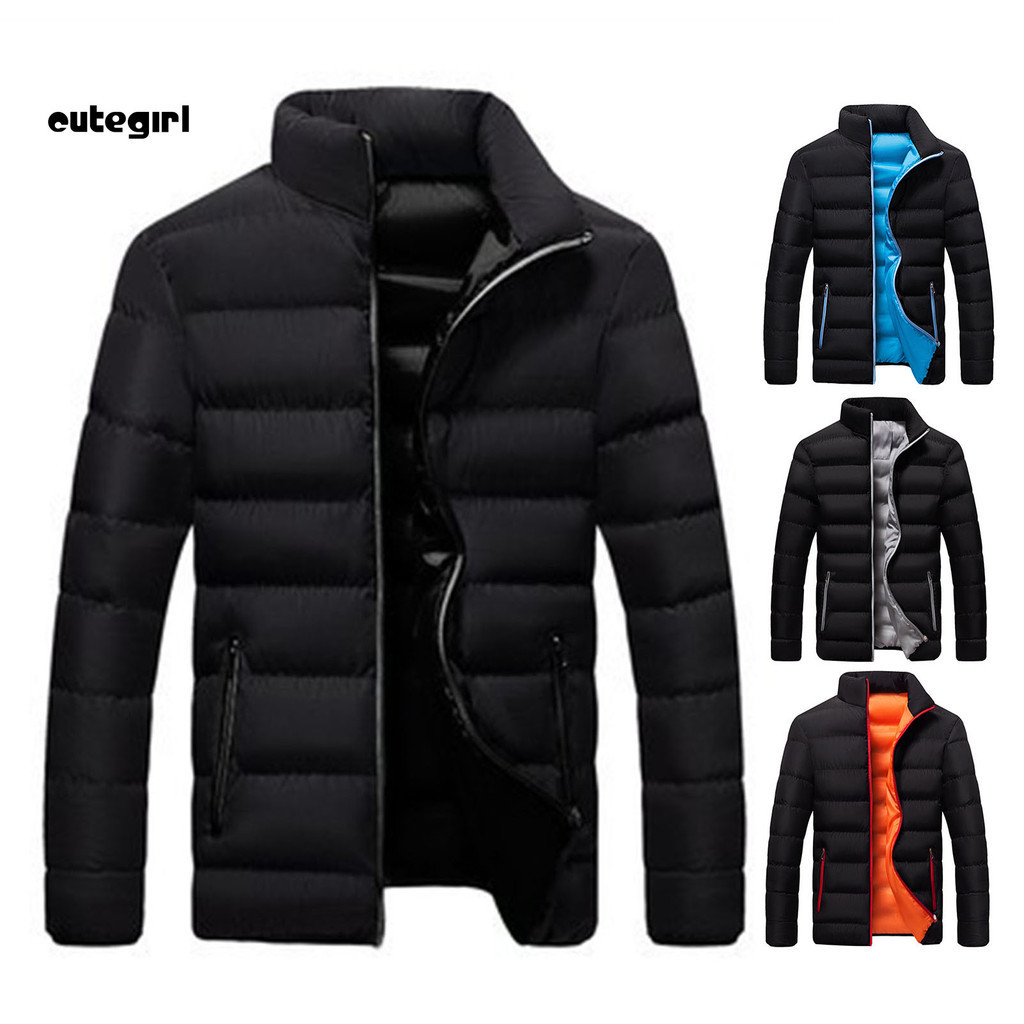 Men's Black Pocket Design Zipper Closure Hooded Long Winter Jacket