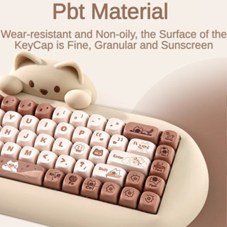 Pink Cute C68 Cat Silicone Keyboard Three-mode Bluetooth 2.4g Wired Hot ...