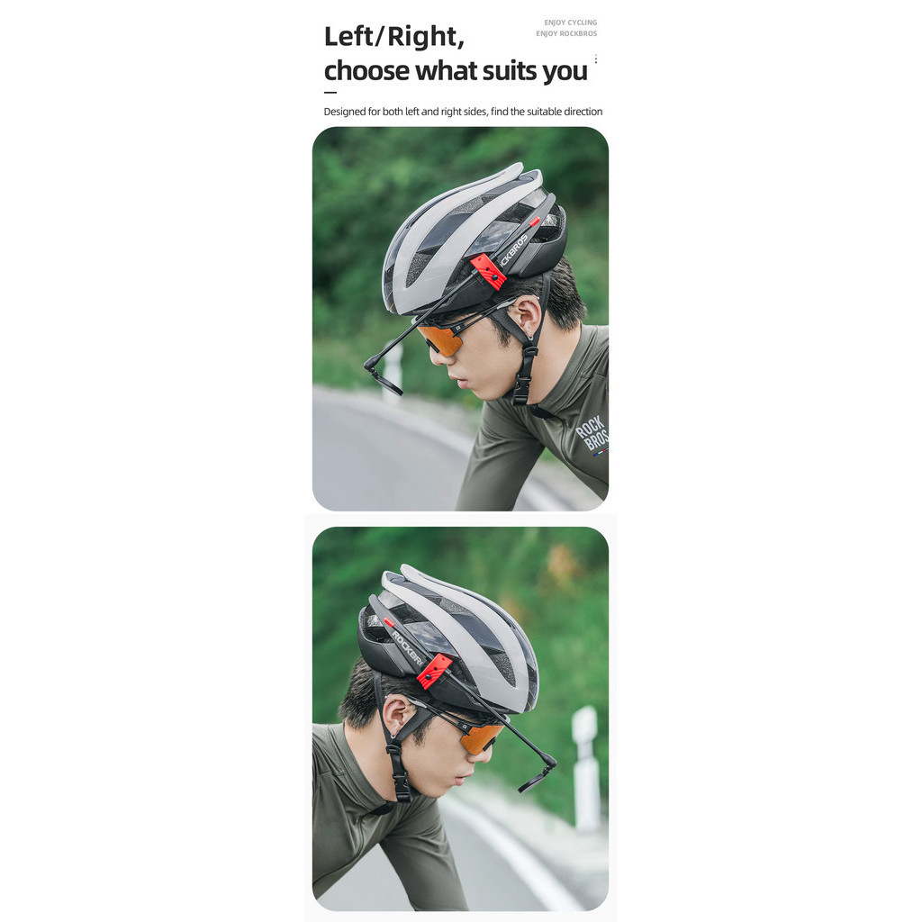 ROCKBROS Bicycle Helmet Rearview Mirror 360 Degree Rotatable Flexible ...