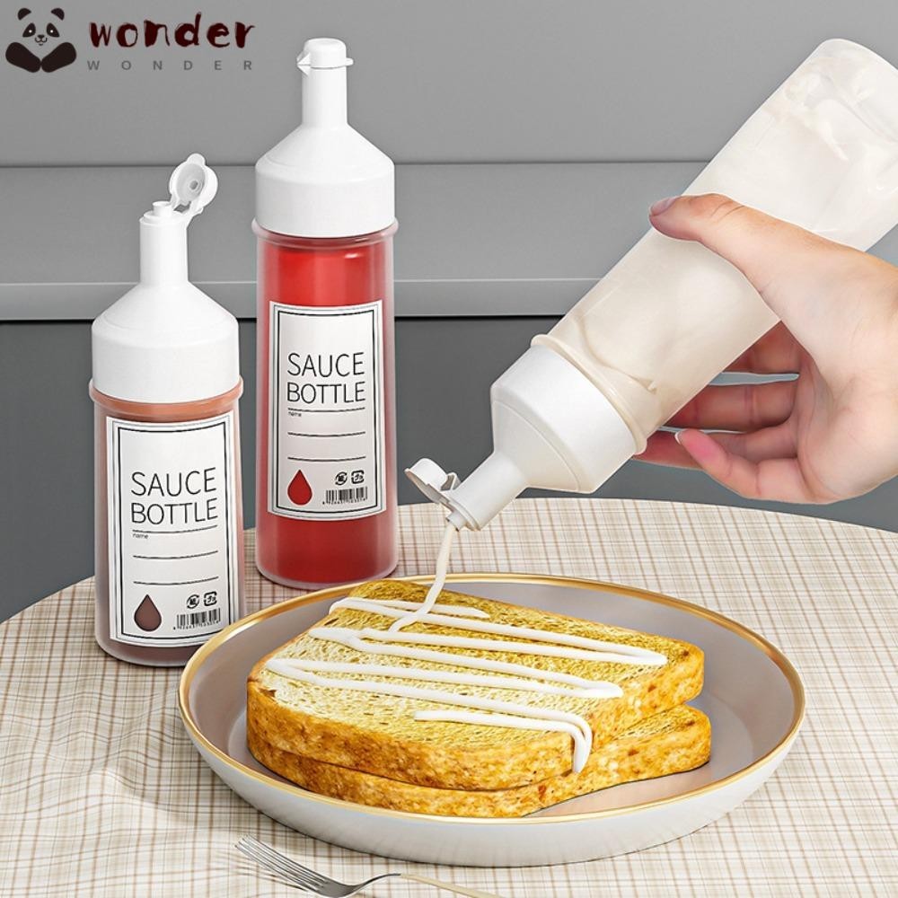 WONDER Condiment Squeeze Bottles, Kitchen Gadget with Lids Salad Sauce ...
