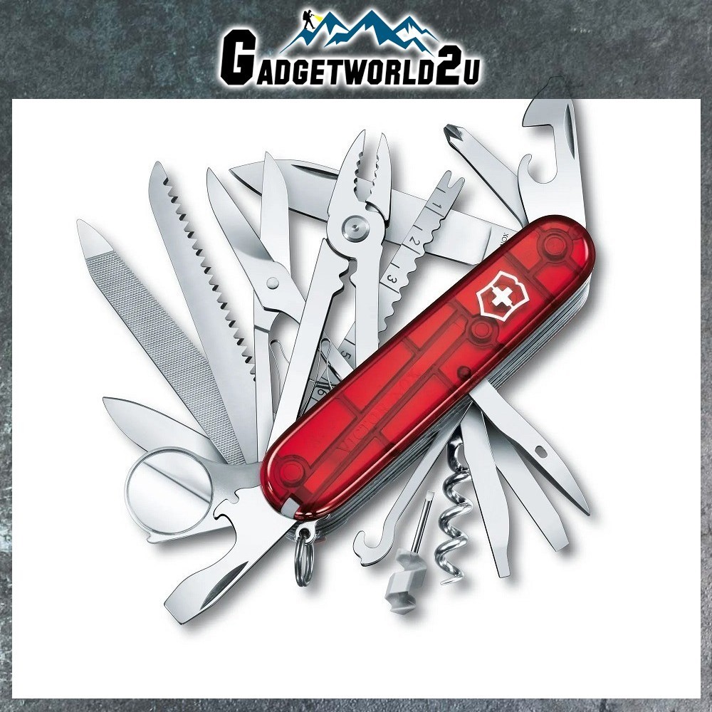 Victorinox Swiss Champ Translucent Red Multitool 1.6795.T Utility Tool ...