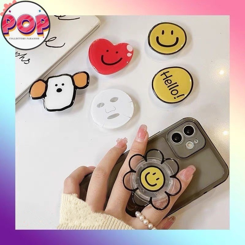 POP Cute Smiling Expression Phone Bracket Fashion Universal Love Heart ...
