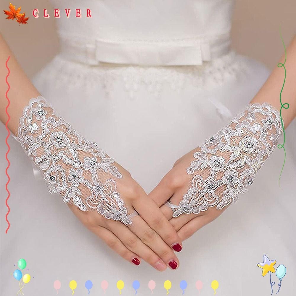CLEVER Bridal Gloves Glove Satin Sequins Wedding Flower Girl's Gloves