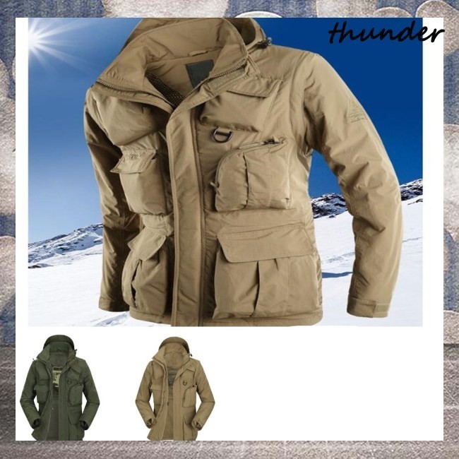 Thunder Men Fishing Jacket Outdoor Fleece Thermal Detachable