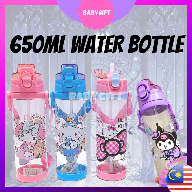 BABYGIFT 650ml Water Bottle With Straw Kids Botol Air Budak Drinking ...