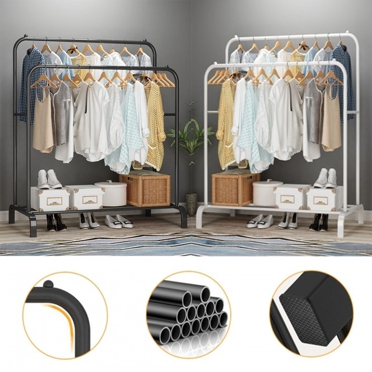 Single Pole Ampaian Baju Rak Pakaian Clothes Stand Rack With Hook Cloth  Organizer Mulig Rack