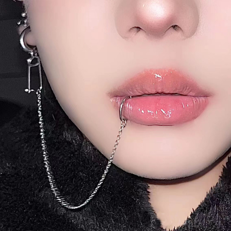1pc Titanium Steel Linked Stud Earring Lip Ring Fake Piercing for Women Girls Lips Clip Body Piercing Jewelry Accessories Shopee Malaysia
