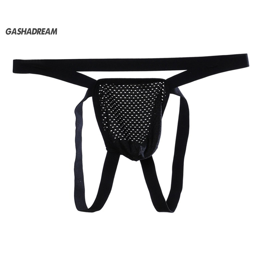 Gashadream Sexy Men Low Rise Mesh Briefs Jock Straps Thongs Crotchless Open Butt Underwear 3817