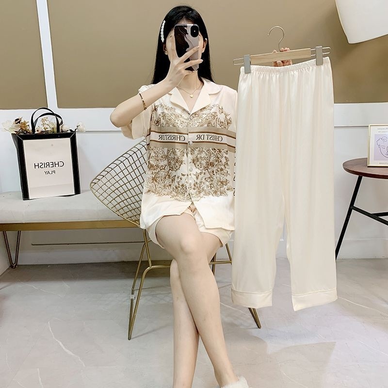 Ice Silk Pajamas Women Ice Silk Pajamas Women Summer 2024 Young Luxury