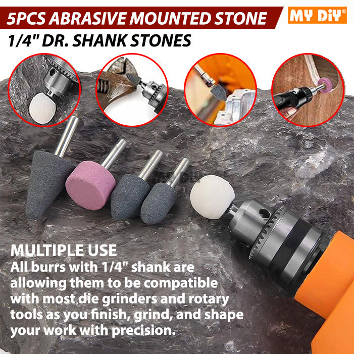 MYDIYHOMEDEPOT - 5PCS Abrasive Mounted Stone Grinding Burr Rotary ...