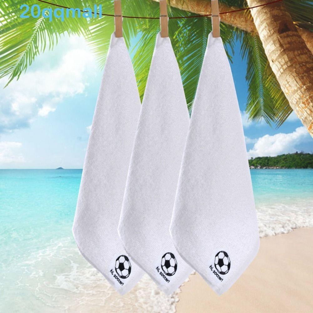 QQMALL Football Gift Towel, Soccer Ball Pattern 30x30cm White Football Towel, Creative White