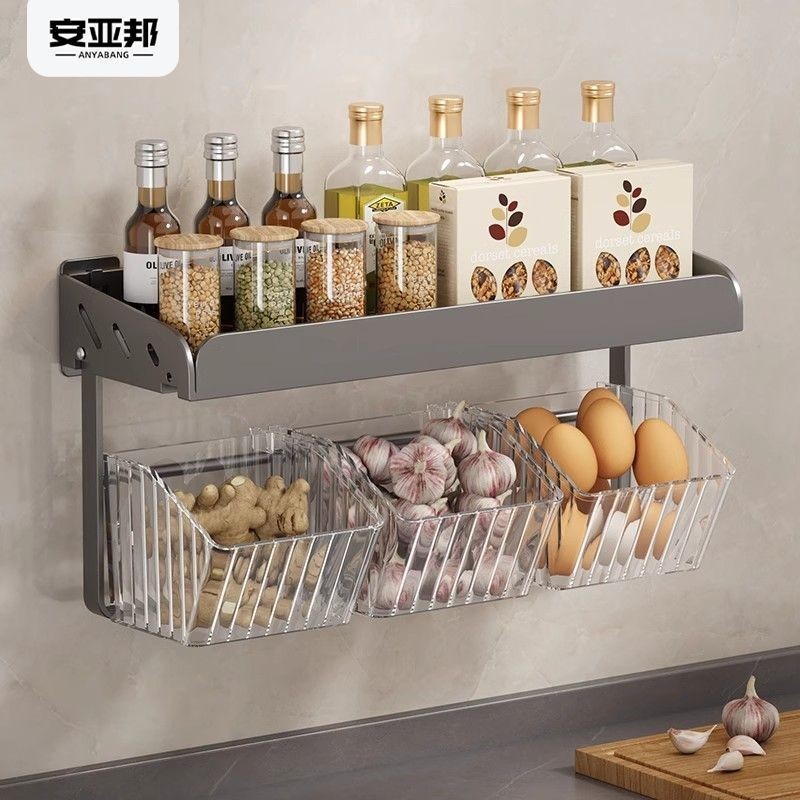 Kitchen Shelf Wall-Mounted Onion Ginger Garlic Transparent Storage Box ...