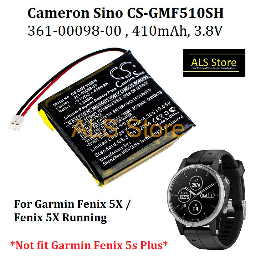 CellePhone Batteria Li-Polymer Per Garmin Fenix 5X – 410mAh, Sostituisce 361-00098-00