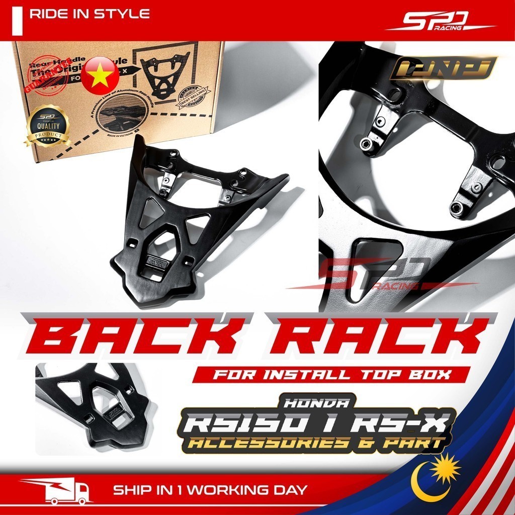 RS RSX Back Rack Aluminium Matt Black For Install Top Box PNP For HONDA ...
