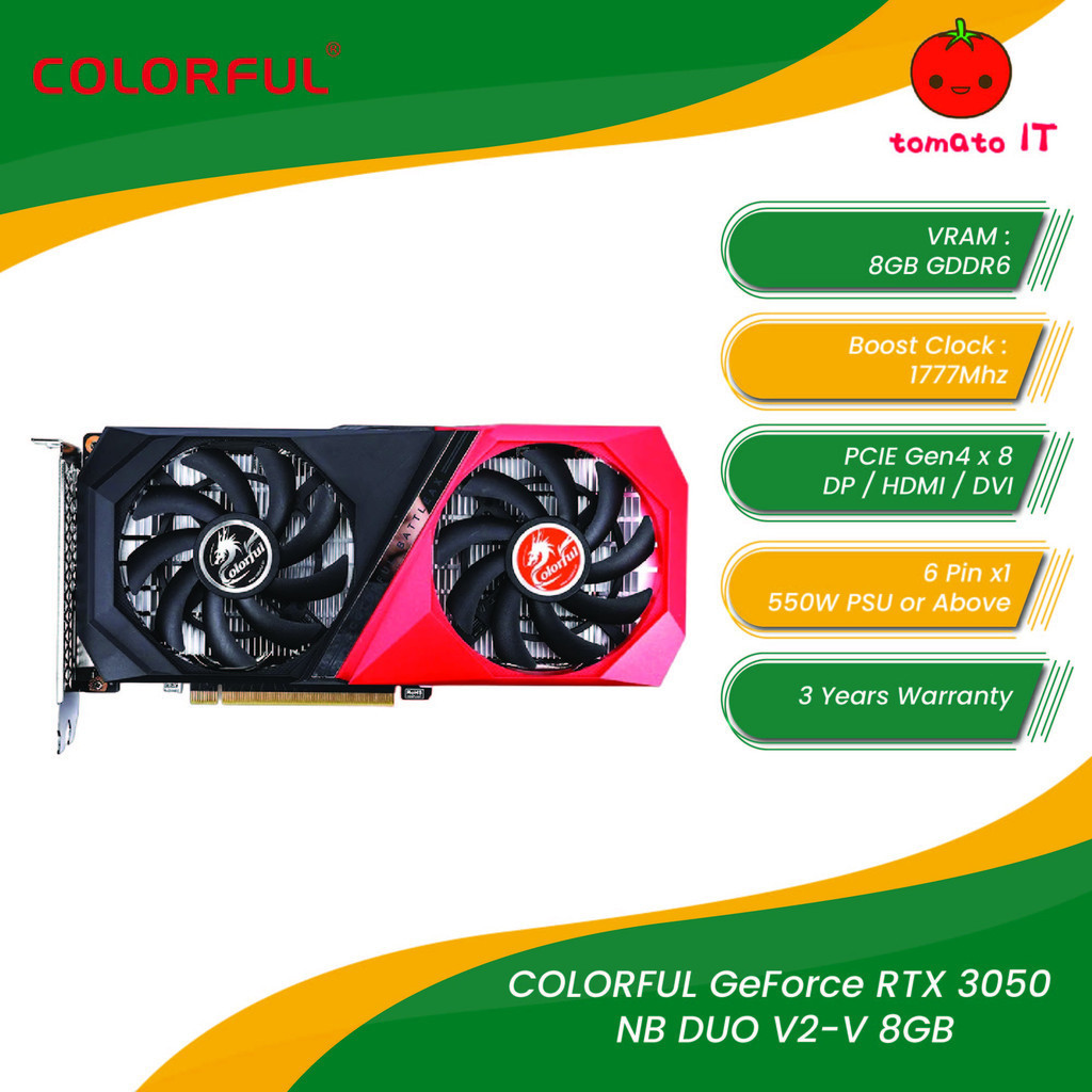 COLORFUL GeForce RTX 3050 NB DUO V2-V 8GB GDDR6 | Shopee Malaysia