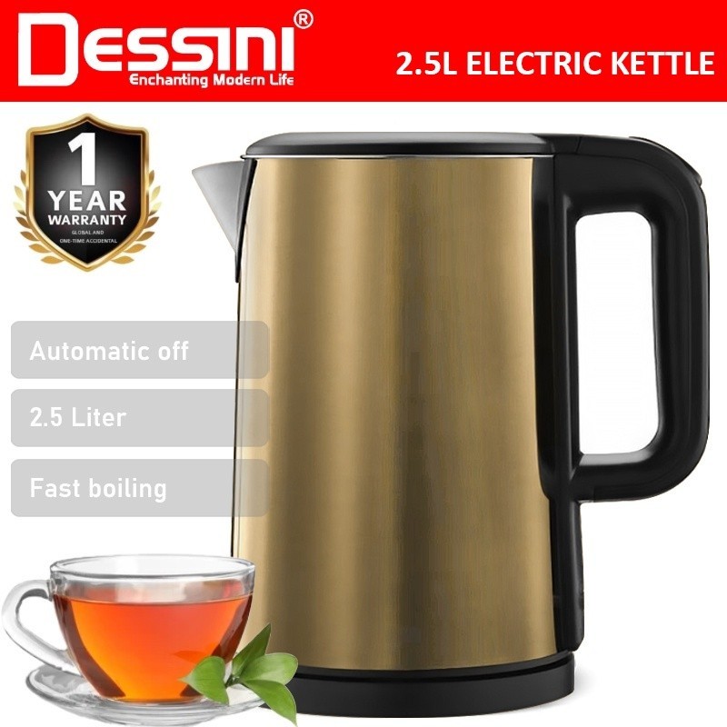 DESSINI 2.5L Electric Kettle Stainless Steel Automatic Cut Off Boiler