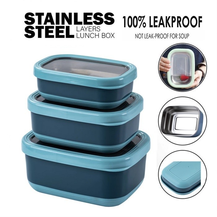 Stainless Steel Portable Lunch Box Camping Picnic Food Fruit Bento Box