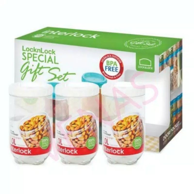 Locknlock Gift Set Hampers Lebaran Interlock 3p 1L/Lock&Lock Gift Set ...