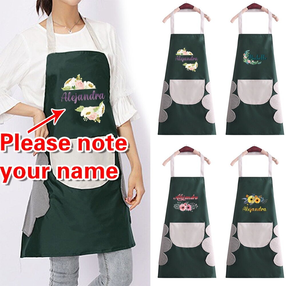 Customized contrast color kitchen apron green standard style exquisite ...