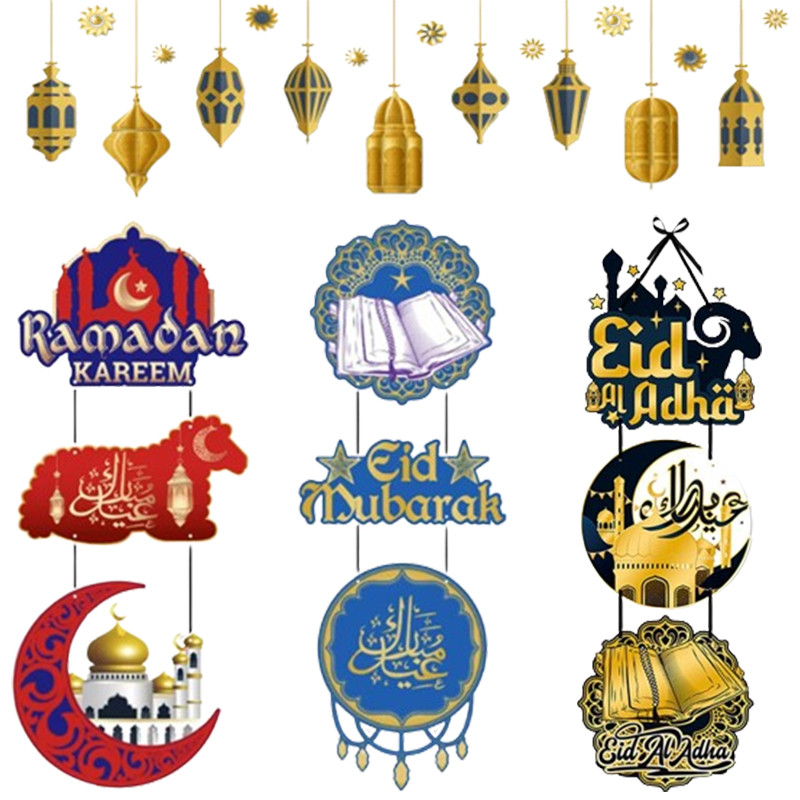 Hari Raya Pendant Eid Mubarak Star and Moon Decoration Banner Ramadan ...