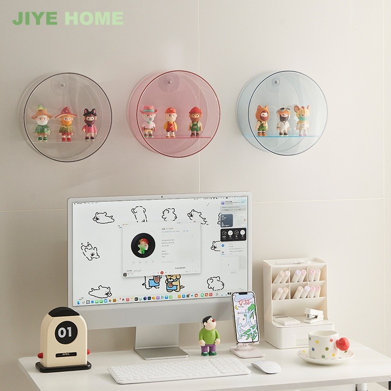 Wall-Mounted Round Display Case Fully Transparent Dustproof Organizer ...