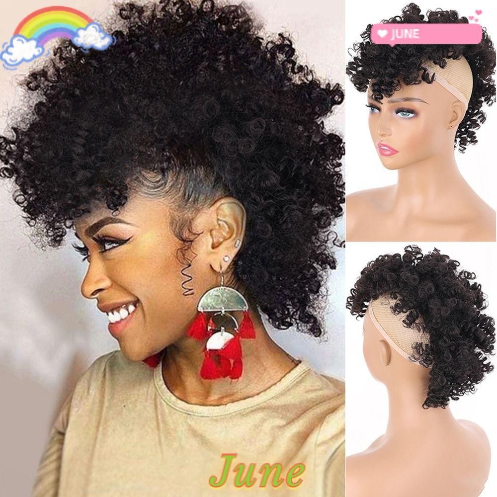 JUNE1 Ponytail Extension, Short Kinky Curly High Puff Afro Mohawk ...