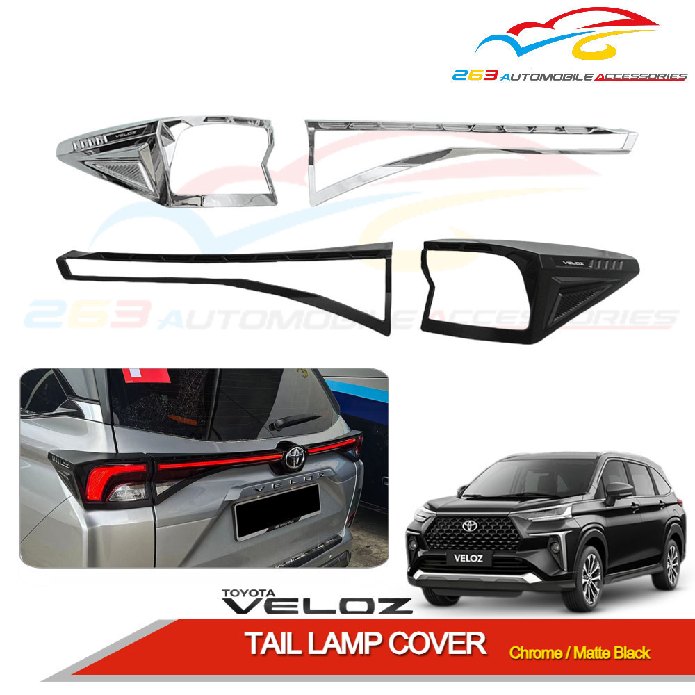 TOYOTA VELOZ 2022-2023 TAIL LIGHT TAIL LAMP COVER (BLACK / CHROME) '2 ...