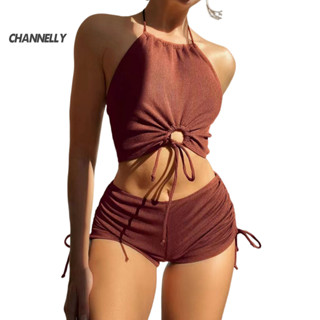 Women Sexy Halter Top Bikini Set Bandage Big Size High Waisted