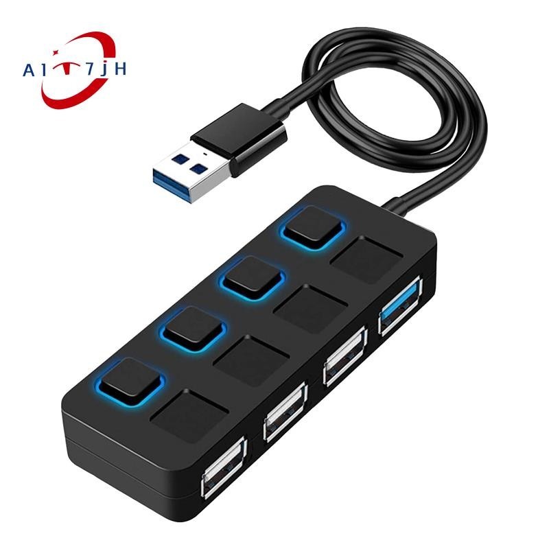 4 Ports USB 3.0 Hub with Individual LED Lit Power Switches USB HUB ...