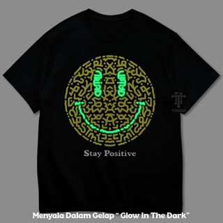 HITAM Triad T-Shirt Glow In The Dark Stay Positive Black | Glow In The ...
