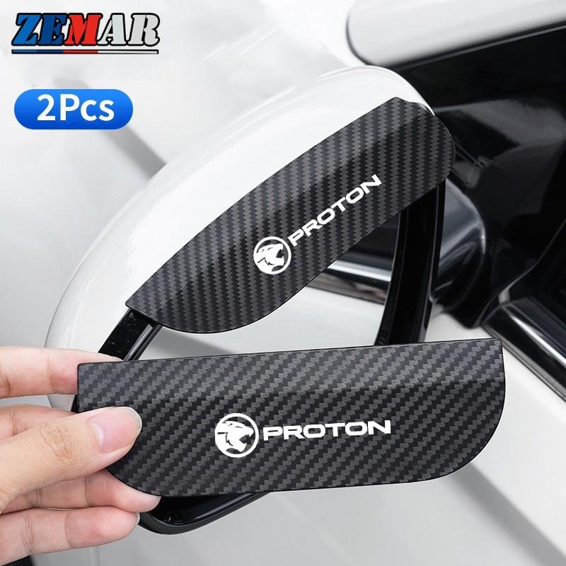 2Pcs Proton Car Rear View Mirror Rain Guard Carbon Fiber Rear View ...