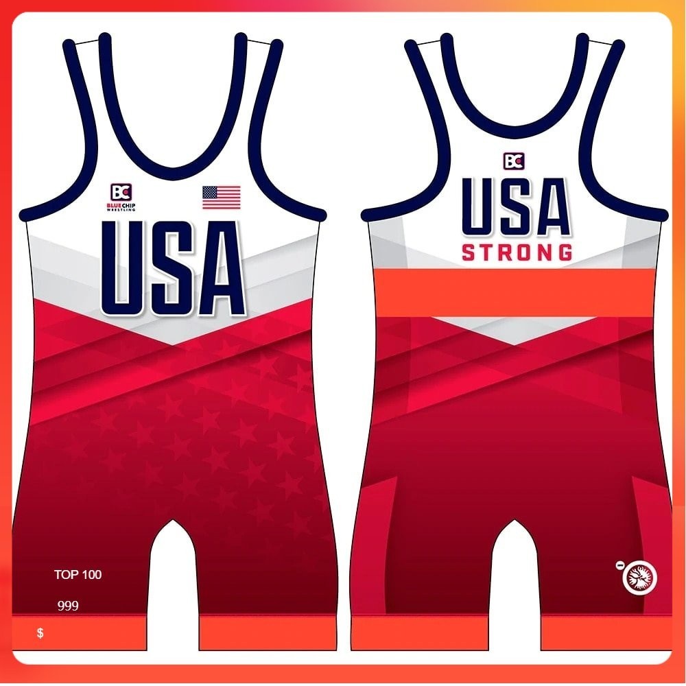 USA Champion Team Men 2025 Wrestling Singlets Race Suit Gym Tights