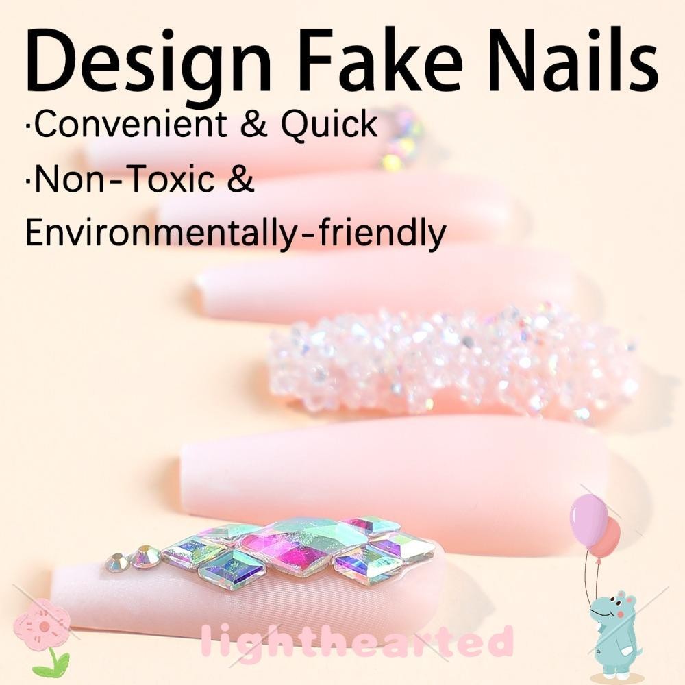 Lighthearted Ballerina False Nails, Coffin Press On Nails Fake Nails 