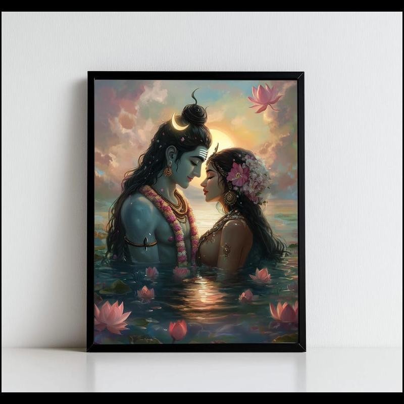 Shiva and Parvati Wall Art Hindu God Canvas Poster Print Shiv Shakti ...