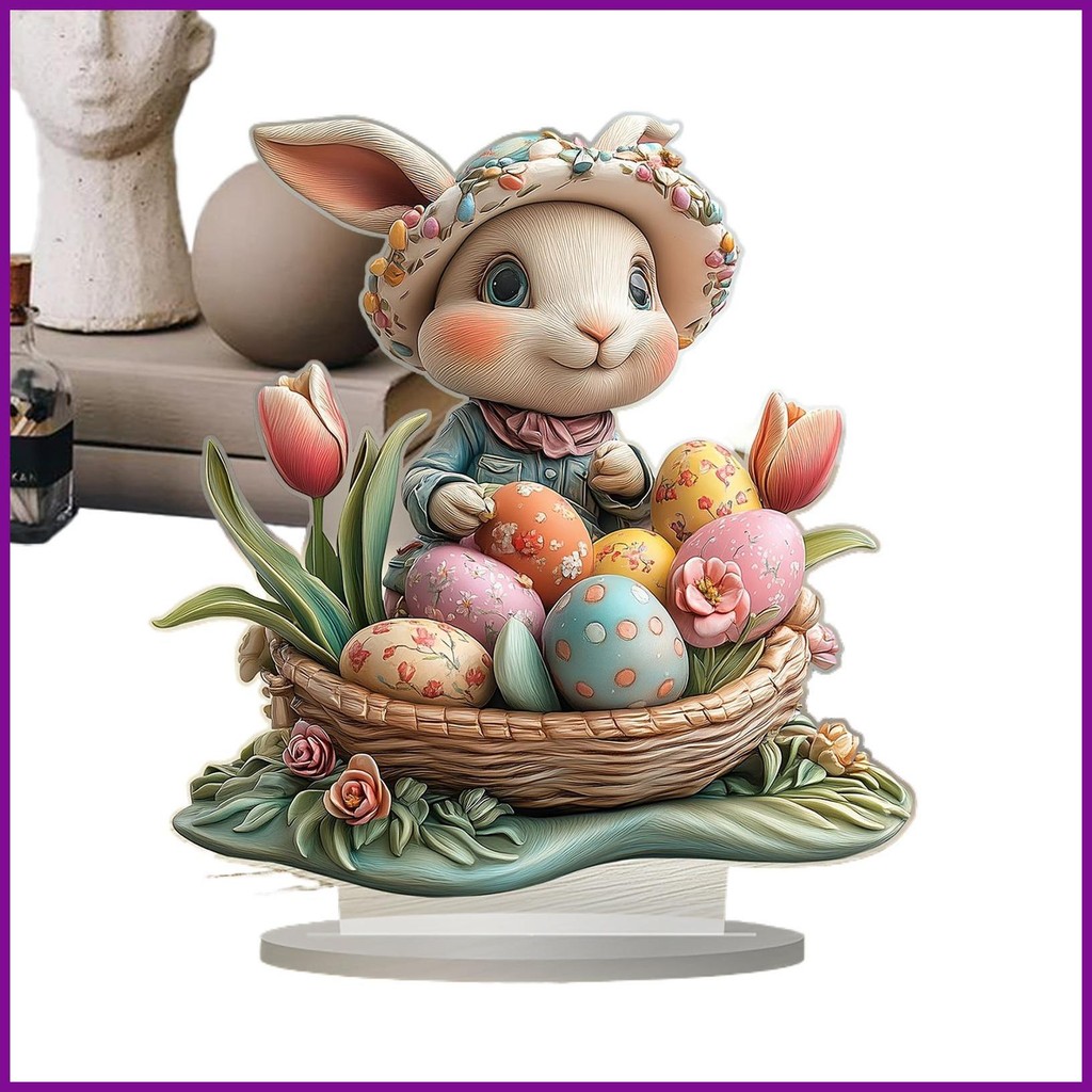 Easter Bunny Table Decorations 2D Acrylic Rabbit Egg Tabletop ...